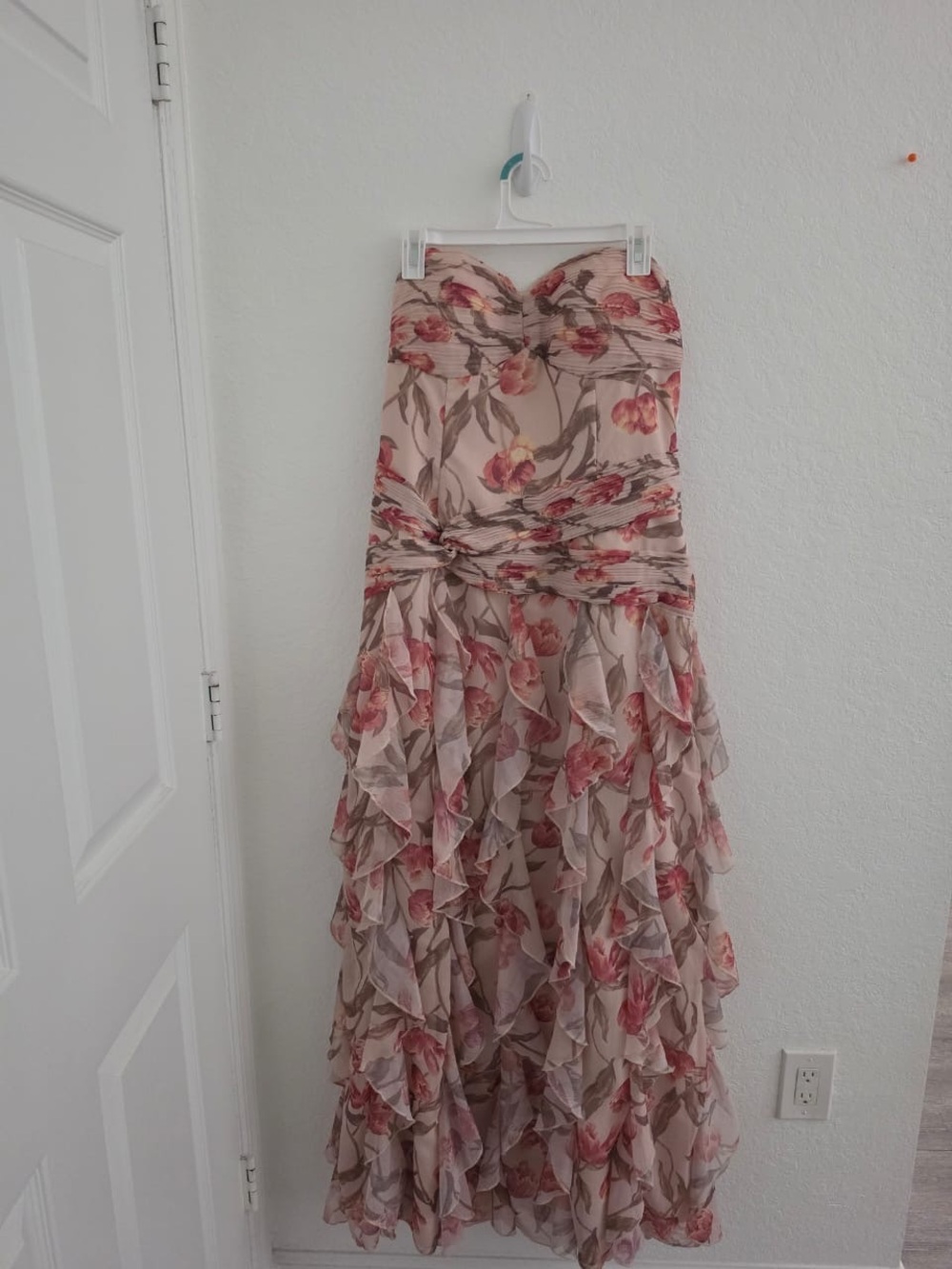 Lulu's Blush Pink Floral Ruffle Maxi Dress